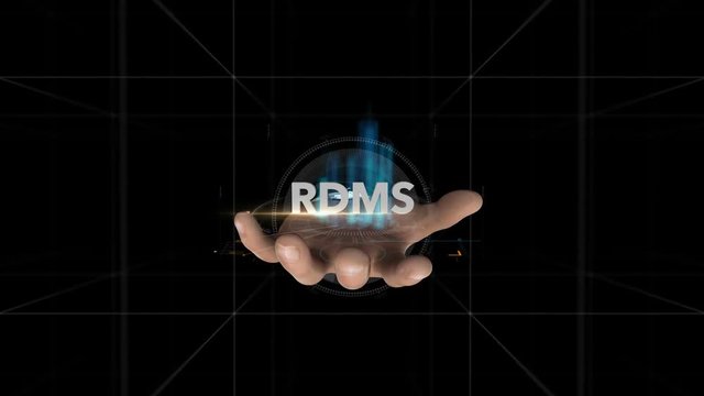 Hand Reveals Hologram Word-RDMS