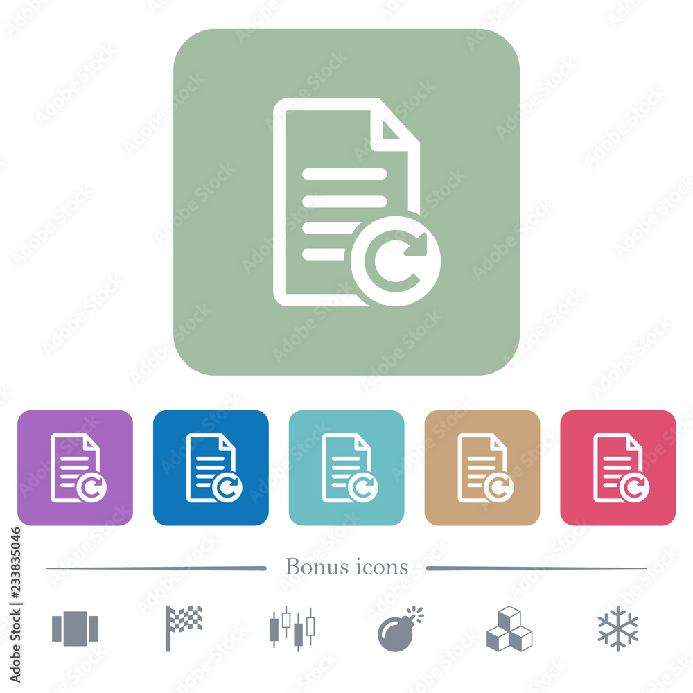 Aufkleber redo document changes flat icons on color rounded square backgrounds