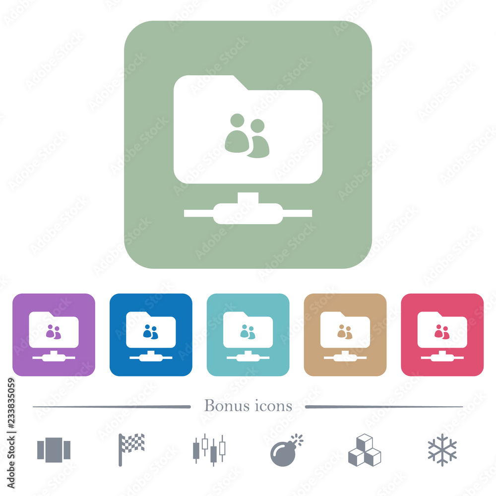 Poster ftp group flat icons on color rounded square backgrounds