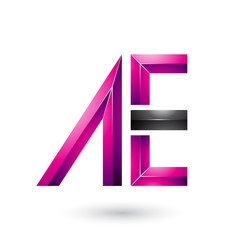 Magenta and Black Glossy Dual Letters of A and E Vector Illustration