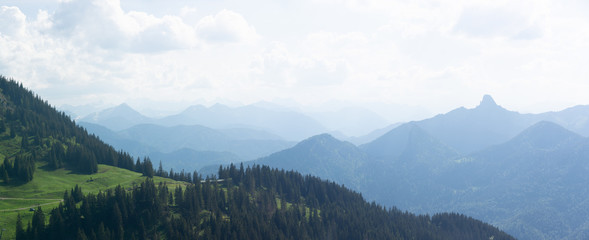 Dramatic mountain landscape from top of Wallberg in Germany