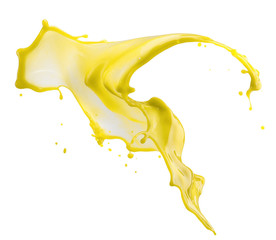 yellow paint splash isolated on a white background