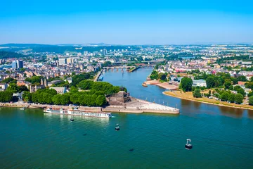 Foto auf Glas Skyline von Koblenz in Deutschland © saiko3p