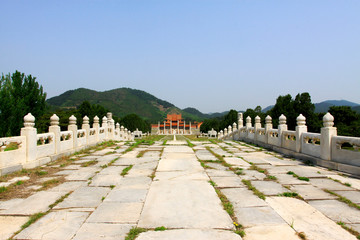 ancient China stone bridge landscape architecture in the Eastern Tombs of the Qing Dynasty, China..