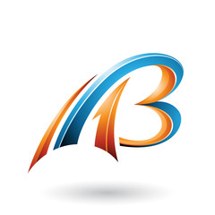 Orange and Blue Flying Dynamic 3d Letters A and B Vector Illustration