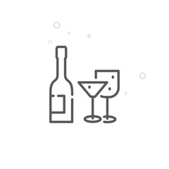 Wedding Alcohol Vector Line Icon, Symbol, Pictogram, Sign. Light Abstract Geometric Background. Editable Stroke