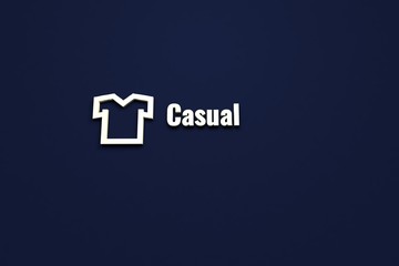 Text Casual with yellow 3D illustration and blue background