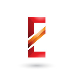 Red and Orange Letter E with a Diagonal Line Vector Illustration