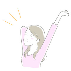 背伸び　女性　やわらか手描き風
