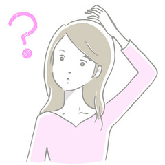 女性　疑問　やわらか手描き風