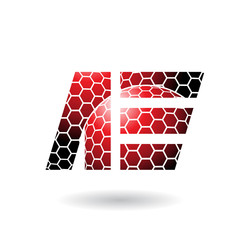 Red Dual Letters of A and E with Honeycomb Pattern Vector Illustration