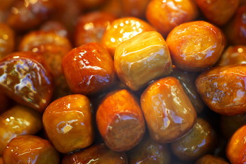 Tokyo, Japan-November 15, 2018: Typical Japanese food--Candied sweet potato or Daigaku imo