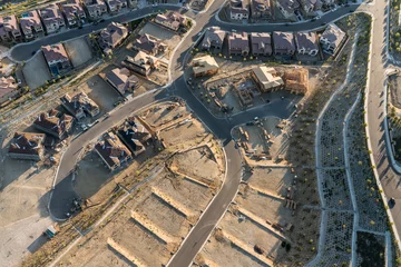 Wallpaper murals Aerial photo Aerial view of new streets, homes and graded lots near Los Angeles, California.