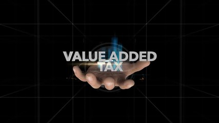 Hand Reveals Hologram Word-VALUE ADDED TAX