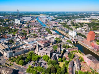Abwaschbare Fototapete Nordeuropa Skyline von Duisburg in Deutschland