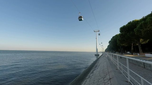 modern cable car in lisbon in portugal