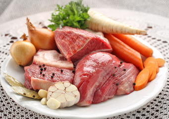 raw beef and pork meat