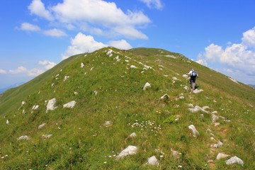 Fototapeta na wymiar Alpine hiking path, Kobarid Stol