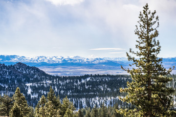 View towards the valley surrounding Carson City on a moody spring day, Nevada.