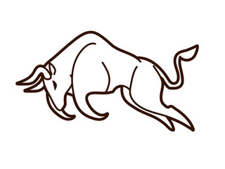 Bull charging, Bull attack graphic vector