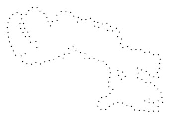 Vector stroke dotted Baffin Island map in black color, small border points have diamond shape. Connect the path points and get Baffin Island map.