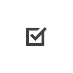 Black line check mark icon