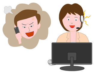 消費者のクレームに親切に対応するカスタマーセンターの女性。