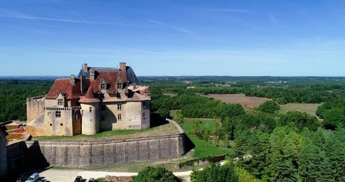 French village in aerial view, Monpazier France