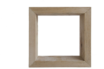 wood square frame on white background