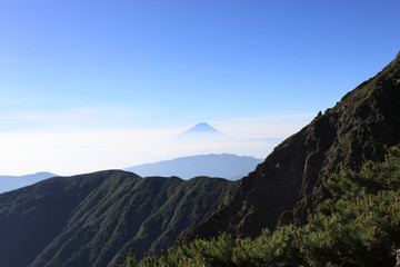 Naklejka premium 北岳の尾根から見る富士山