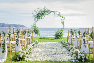 Romantic wedding ceremony on the beach in Phuket, Thailand.