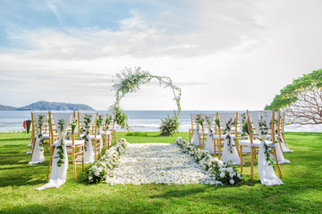 Romantic wedding ceremony on the beach in Phuket, Thailand.