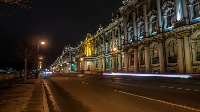 The state Hermitage Museum at night. Saint-Petersburg.Russia