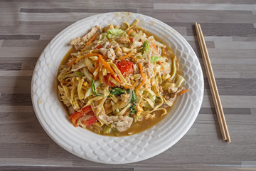 Pork And Vegetable With Noodles In Laos