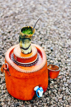 Terer&eacute;. Drink made with ice water and yerba mate and much appreciated on the border between Brazil and Paragua