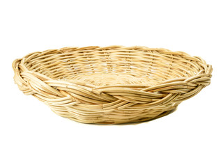 Obraz premium Empty wicker basket isolated on white background.