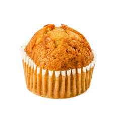 Banana muffin cupcakes isolated on white background.sweet dessert bakery.
