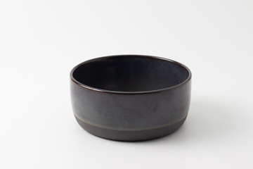 empty black bowl isolated on white background