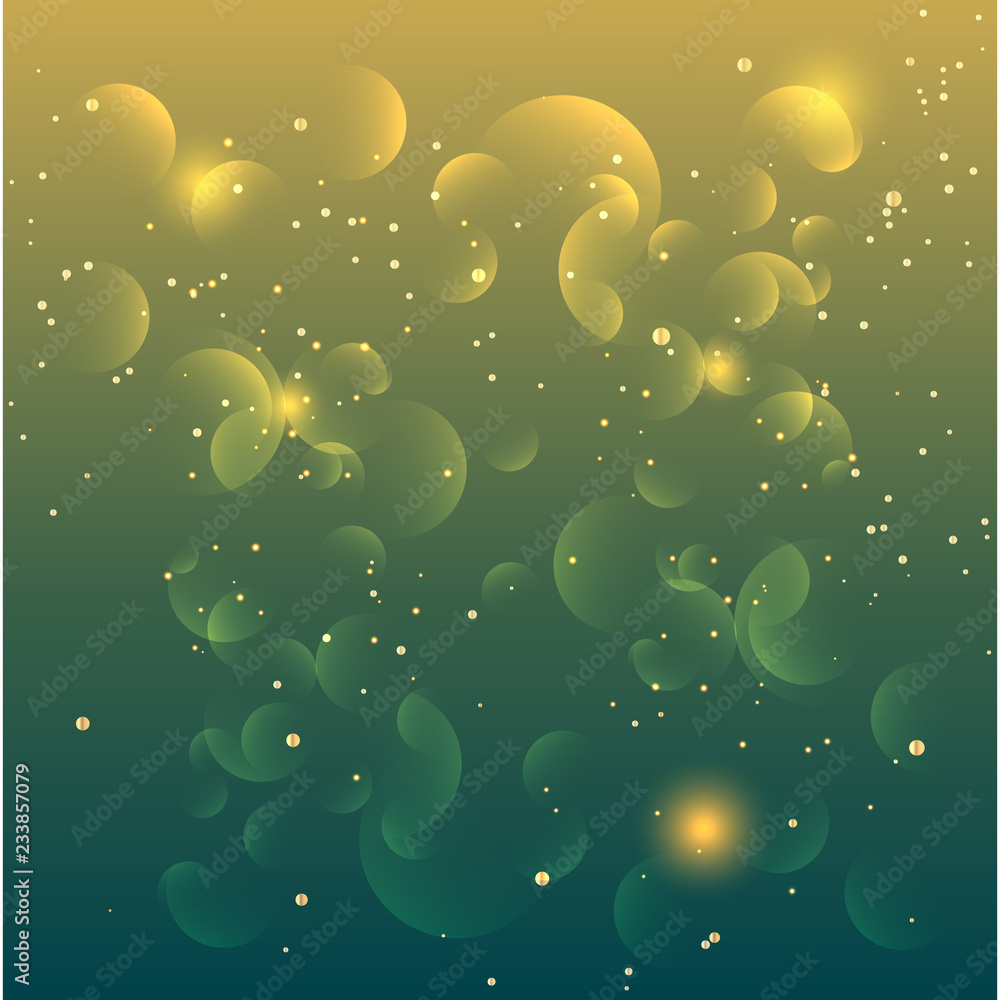 Poster abstract green and yellow bokeh background. abstract gold bokeh background.