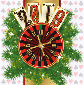 Christmas Poker banner. New 2019 year vector illustration
