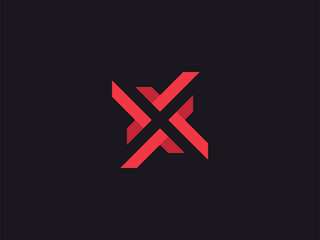 Letter X logo design concept negative space style. Abstract sign constructed from check marks. Vector elements template icon. Red color