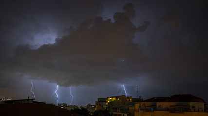 Night winter Lightning  storm- Israel
