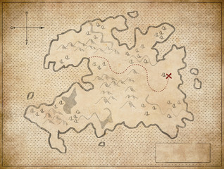 Fototapeta na wymiar treasure pirates' old map
