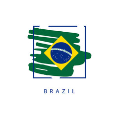 Brazil Brush Logo Vector Template Design Illustration