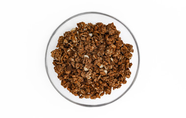 Schokomüsli in einer Glasschale