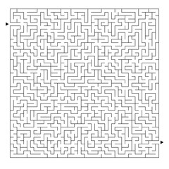 Difficult square maze. Game for kids and adults. Puzzle for children. One entrance, one exit. Labyrinth conundrum. Flat vector illustration isolated on white background.