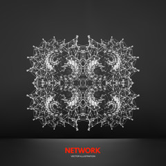 3d connection structure. Futuristic technology style. Low-poly element for design. Vector illustration for science, chemistry or education.