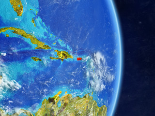 Puerto Rico on planet planet Earth with country borders. Extremely detailed planet surface and clouds.