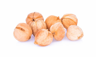 Dried Herbs,Amomum krervanh Pierre,Siam Cardamom, on white background
