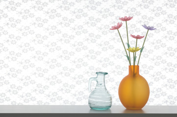 レースの背景と花瓶　
